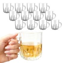 Jogo 12 Caneca Xícara De Vidro Transparente Para Cappuccino Expresso Café 235ml