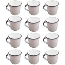 Jogo 12 Canecas Esmaltas Xicaras de Café Chá Brancas 400ml Caneca Agata Metallouça Jogo 12 Canecas Esmaltas Xicaras de Café Chá Brancas 400ml Caneca Agata Metallouça