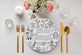 Jogo 12 Capas Sousplat Colorir Dia Das Crianças 35Cm +12