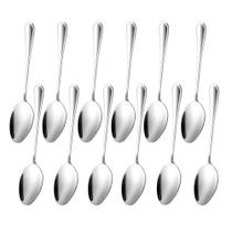 Jogo 12 Colheres de Sobremesa Aço Inox Cor Prata Linha Silver Em Casa Tem 16,5cm