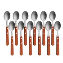 Jogo 12 Colheres de Sopa Cabo de Madeira Churrasco Astana 20cm Em Casa Tem