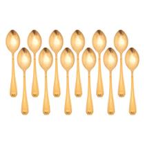 Jogo 12 Colheres Dourada de Mesa Sopa Jantar Victoria Gold Inox Fratelli