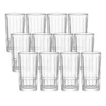 Jogo 12 Copo Alto de Vidro Lapidado Transparente para Água e Drinks Cristalle Haüskraft 385ml