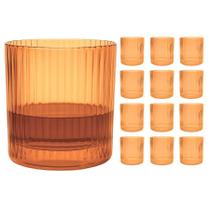Jogo 12 Copo Baixo De Vidro Whisky Luxo Âmbar Canelado 320ml Jogo 12 Copo Baixo De Vidro Whisky Luxo Âmbar Canelado 320ml