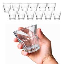 Jogo 12 Copos Baixo De Vidro Facetado Café Dose Bar 150ml