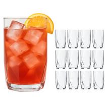 Jogo 12 Copos Chiques 360ml Topázio Drinks Vidro Agua E Suco
