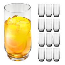 Jogo 12 Copos De Vidro Alto Long Drink Água Suco Refri 300ml - SEU LAR