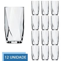 Jogo 12 Copos De Vidro Transparente 360ML Topazio Long Drink
