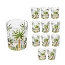Jogo 12 Copos de Whisky Água Baixo Cristal Coqueiro Palm Tree Wolff 340ml