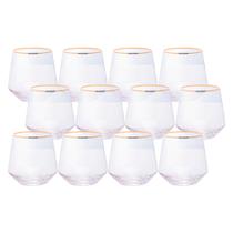 Jogo 12 Copos de Whisky Baixo Drinks Vidro Lines Fio de Ouro Borda Dourada 330ml Wolff Jogo 12 Copos de Whisky Baixo Drinks Vidro Lines Fio de Ouro Borda Dourada 330ml Wolff