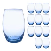 Jogo 12 Copos Grandes Bellagio Redondo 450ml Azul