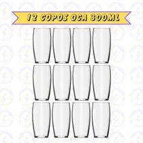 Jogo 12 Copos Oca 300 ML Transparente Elegante Bebibas Sucos