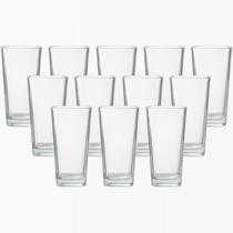Jogo 12 Copos Vidro 260ml Transparente Venice Base Quadrada Agua