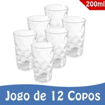 Jogo 12 Copos Vidro Relevo Globes 200ml Suco Drink Premium