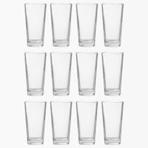 Jogo 12 Copos Vidro Venice 260ml Transparente Base Quadrada