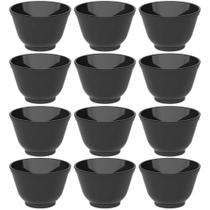 Jogo 12 Cumbucas Bowl Coza Uno 450ml Tigela Preta Plástico Salada Açaí Cereais Sobremesas
