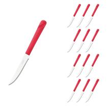 Jogo 12 Facas Aço Inox e Plástico Vermelho Linha Luna