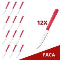 Jogo 12 Facas Vermelho Luna Plástico e Inox Mesa Posta