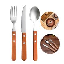 Jogo 12 Garfos 12 Colheres e 12 Facas Cabo de Madeira Churrasco Astana 20cm Em Casa Tem Jogo 12 Garfos 12 Colheres e 12 Facas Cabo de Madeira Churrasco Astana 20cm Em Casa Tem