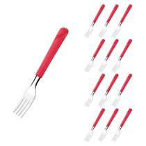 Jogo 12 Garfos Aço Inox e Plástico Vermelho Linha Luna Jogo 12 Garfos Aço Inox e Plástico Vermelho Linha Luna