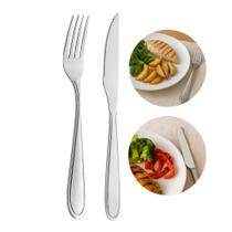 Jogo 12 Garfos e 12 Facas Aço Inox Prata Em Casa Tem Linha Bronze