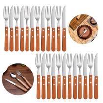 Jogo 12 Garfos e 12 Facas Cabo de Madeira Churrasco Astana 20cm Em Casa Tem