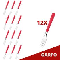 Jogo 12 Garfos Vermelho Luna Plástico e Inox Mesa Posta Jogo 12 Garfos Vermelho Luna Plástico e Inox Mesa Posta