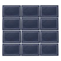 Jogo 12 Lugar Americano Azul de Poliester e Linho Natural para Mesa 45x30cm Lyor