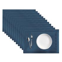 Jogo 12 Lugar Americano Retangular Mesa Azul 30x45cm PP Em Casa Tem