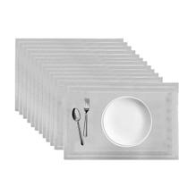 Jogo 12 Lugar Americano Retangular Mesa Prata 30x45cm PP Em Casa Tem