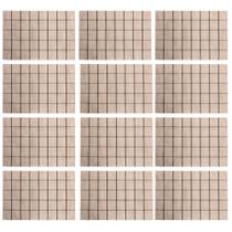 Jogo 12 Lugar Americano Retangular Mesa PVC Grid Branco Preto 45x30cm Lyor