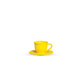 Jogo 12 Pcs para Chá Bolinha Amarelo Real - Scalla Ceramica - Scalla Cerâmica