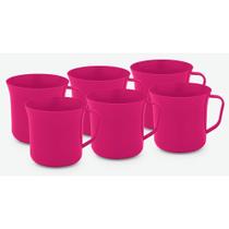 Jogo 12 Peças De Canecas Plásticas Escolar Colors Para Festas, crianças, merenda, cantina, escola