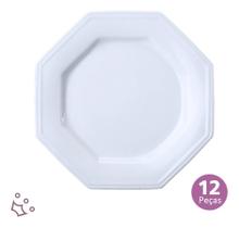 Jogo 12 Peças Pratos Rasos Prisma Porcelana Schmidt 1a Linha