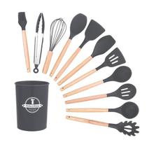 Jogo 12 Peças Utensílios De Cozinha Silicone Colher Espátula Jogo 12 Peças Utensílios De Cozinha Silicone Colher Espátula