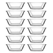 Jogo 12 Petisqueiras Quadrada Vidro Casual 90ml Class Home