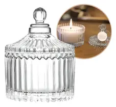 Jogo 12 Potes de Cristal Com Tampa Versátil Elegante para Velas Brigadeiros Presentes Lembrancinhas Aniversário Potiche Organizador Festa Casa