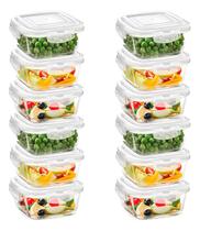 Jogo 12 Potes de Vidro Hermético Com Tampa E Trava Quadrado 800 ml Mantimentos Marmita