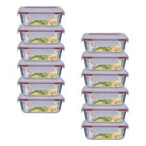 Jogo 12 Potes De Vidro Hermético Marmita Canelado 370ml