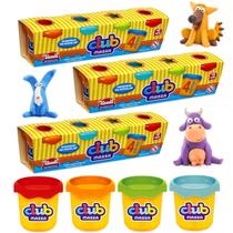 Jogo 12 Potes Massinhas de Modelar Educativo Atacado Festa Infantil Lembrancinha
