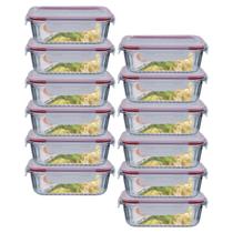 Jogo 12 Potes Vidro Hermético Retangular Canelado 1040ml