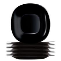Jogo 12 Prato De Sobremesa Preto Quadrado Square 20cm Vidro Opalino Em Casa Tem