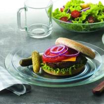 Jogo 12 Prato Liso Vidro Astral Transparente Refeição Jantar