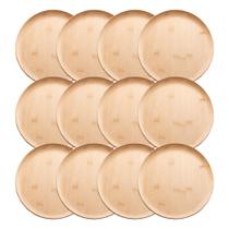Jogo 12 Prato Raso de Bambu Natural Ecológico Pratinho Madeira Lyor 27cm Jogo 12 Prato Raso de Bambu Natural Ecológico Pratinho Madeira Lyor 27cm