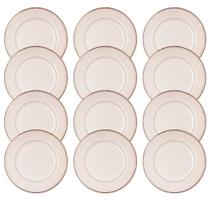 Jogo 12 Prato Raso de Jantar Cerâmica Linear Branco Premium 27cm Lyor Jogo 12 Prato Raso de Jantar Cerâmica Linear Branco Premium 27cm Lyor