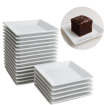 Jogo 12 Prato Raso Em Melamina Pequeno 20cm Quadrado Lavável