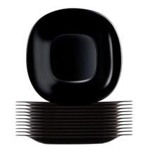 Jogo 12 Prato Raso Preto Quadrado Square 26cm Vidro Opalino Em Casa Tem