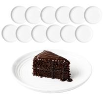 Jogo 12 Prato Sobremesa Cerâmica Branco Ondulado Gourmet