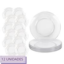 Jogo 12 Pratos Astral Raso 22,6cm Redondo Restaurante Almoço