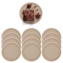 Jogo 12 Pratos Bege em Melamina Oriental 15cm Restaurantes